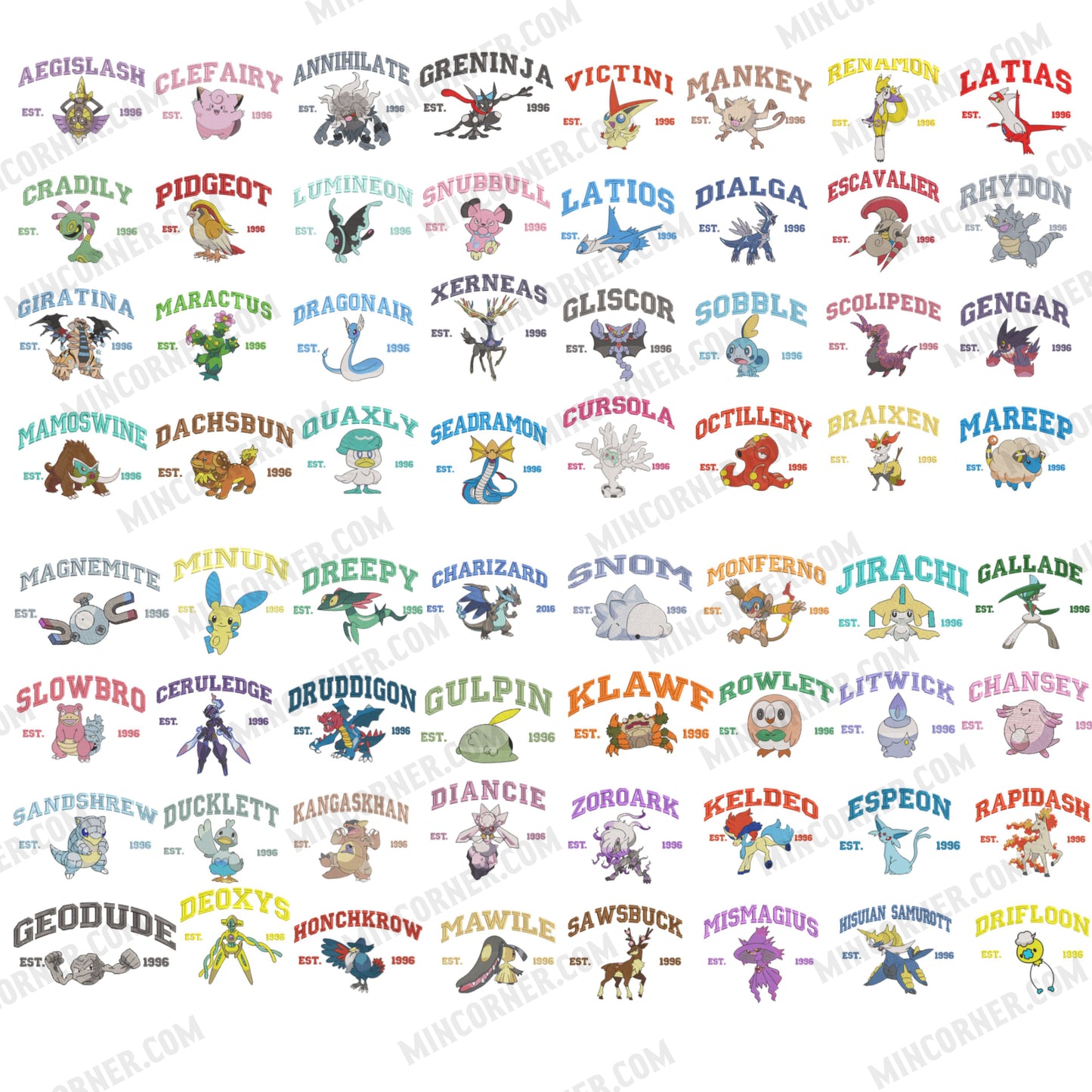 Embroidery Pokemon Characters Shirt , Gift For Fans Pokemon