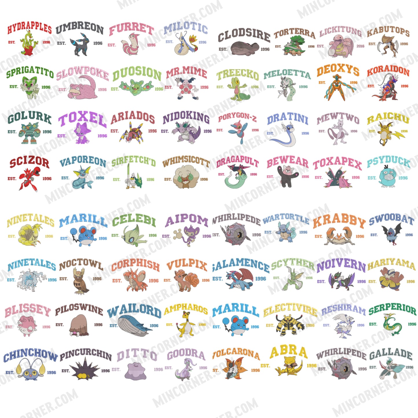 Embroidery Pokemon Characters Shirt , Gift For Fans Pokemon