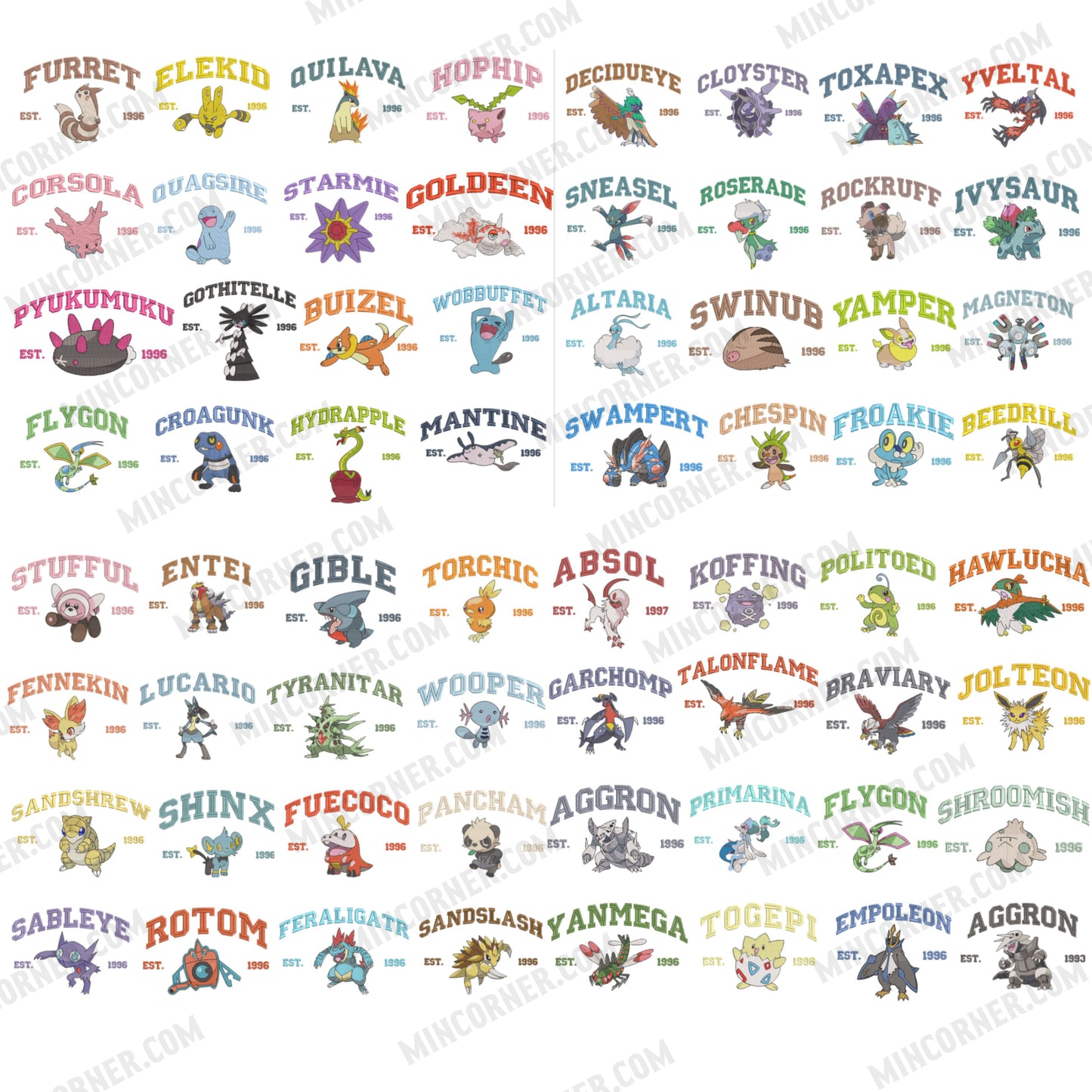 Embroidery Pokemon Characters T-Shirt, Gift For Fans Pokemon