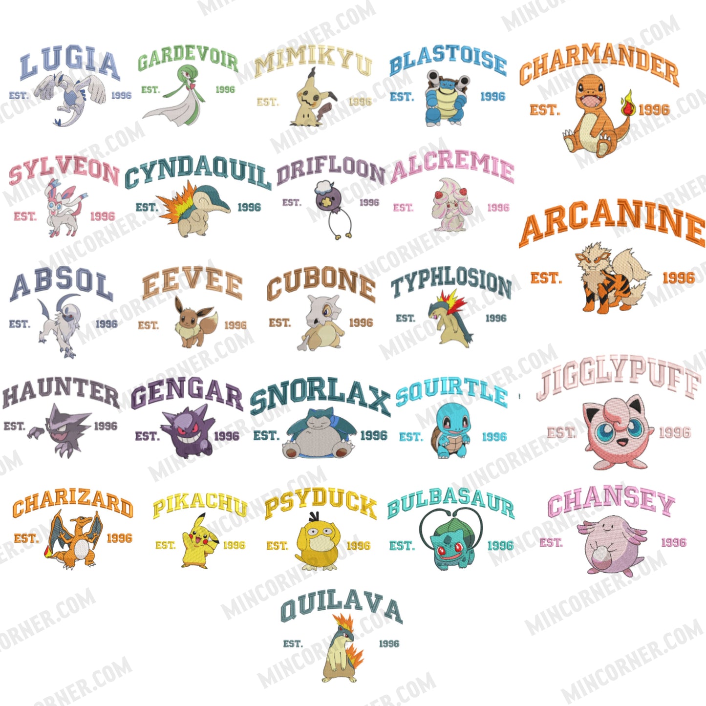 Embroidery Pokemon Characters T-Shirt, Gift For Fans Pokemon