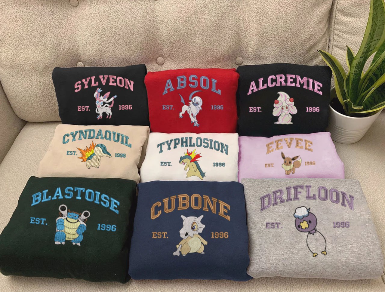 Embroidery Pokemon Characters Shirt , Gift For Fans Pokemon