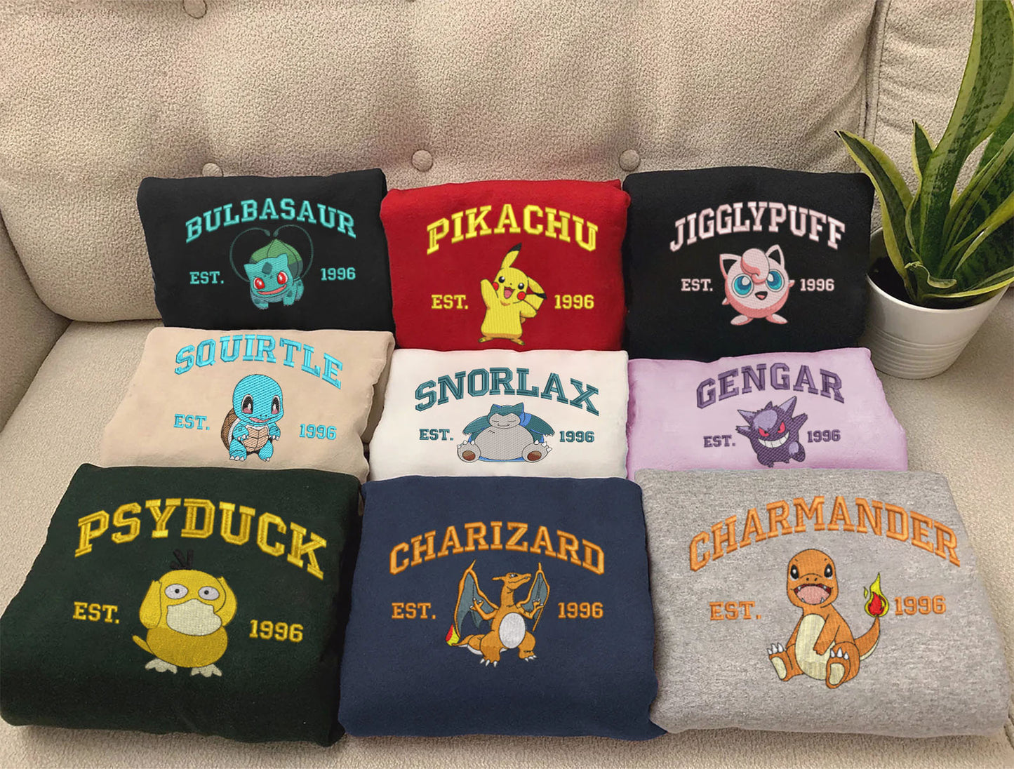 Embroidery Pokemon Characters Shirt , Gift For Fans Pokemon