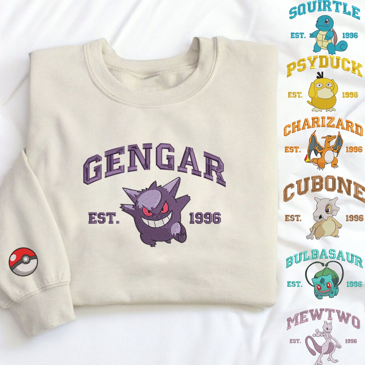 Pokemon Characters Embroidered Sweatshirt and Hoodie , Gift For Fans Pokemon