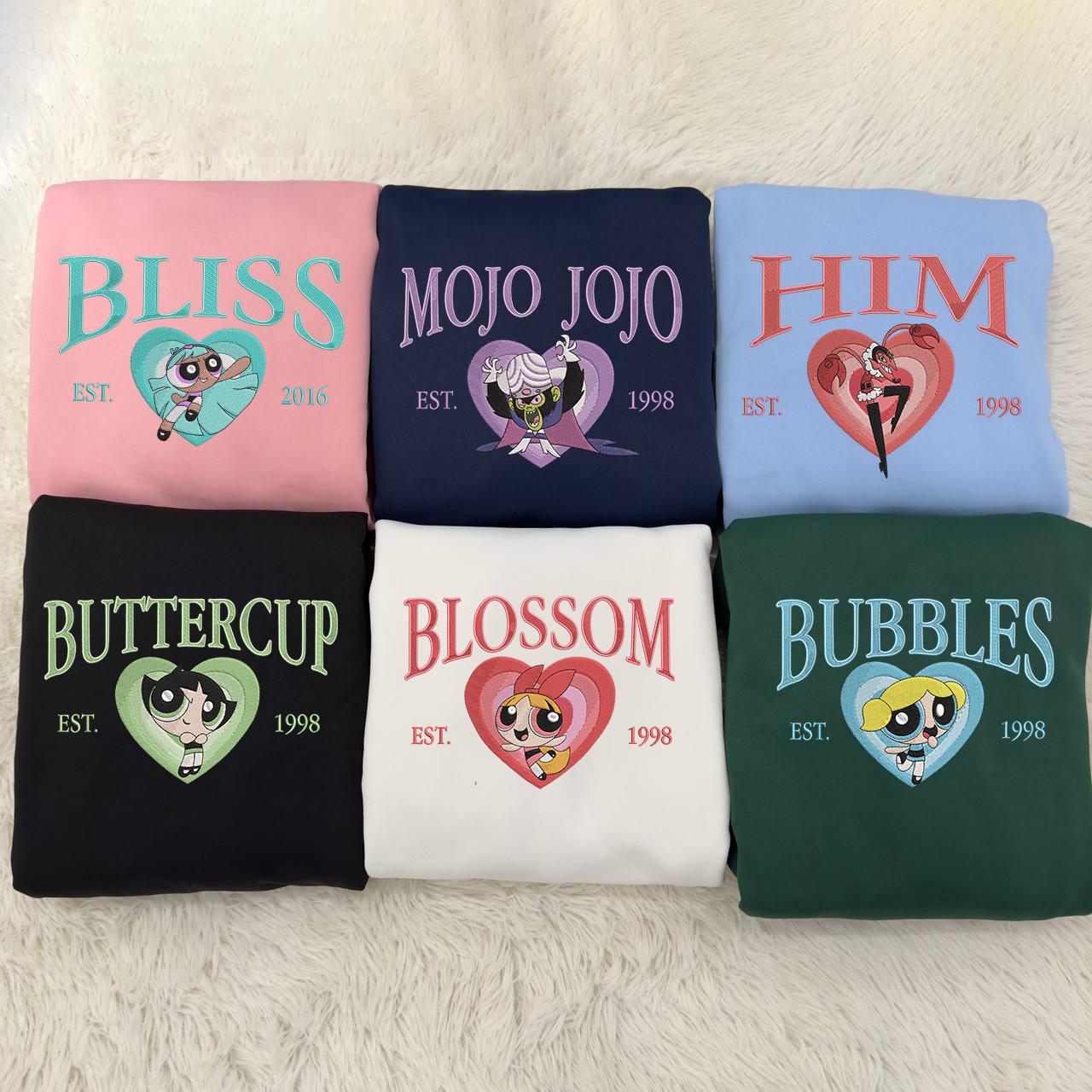 Powerpuff Girls Character Embroidered Sweatshirt